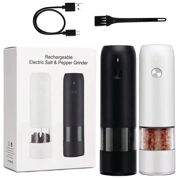 USB Rechargeable Salt and Pepper Grinder Set with LED Light