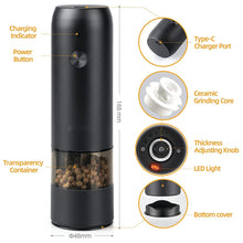 Charger l&#39;image dans la galerie, USB Rechargeable Salt and Pepper Grinder Set with LED Light
